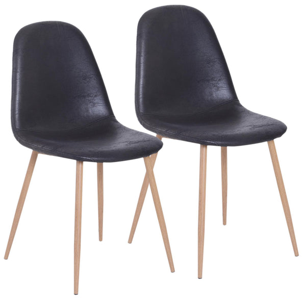 online Set 2 Sedie da Pranzo Design Moderno in Lino con Gambe in Metallo Nero