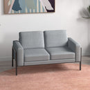 Divano 2 Posti 138x70x83,5 cm in Tessuto Effetto Lino Grigio