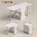 Tavolo da Pranzo Pieghevole 160x60x75 cm per 4 Persone con Ripiano in Legno Bianco      