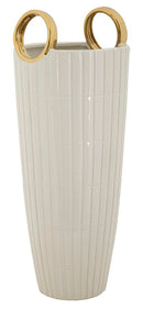 Vaso Ceramica Shopping Ø18x45 cm in Ceramica Bianco e Oro      