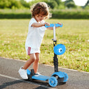 Monopattino per Bambini con 3 Ruote 5 in 1 Manubrio Regolabile Asta Telescopica Sella Schienale Rimovibile in Alluminio Blu      