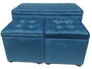 Set Baule e 2 Pouf in Tessuto Vellutato Motti Dalia Kai Tortora
