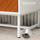 Mobiletto Basso 80x39x80 cm in Truciolato e Metallo Bianco e Marrone