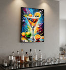 Stampa Decorata su Tela Laccata con Cornice Cocktail 62x3,5x92 cm in Abete e Tela e Plastica      