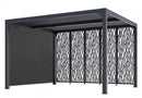 Pergola da Giardino 3,6x3 m in Alluminio con 4 Pannelli Moucharabieh e Tenda Laterale Grigio Antracite