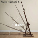 Cavalletto da Pittore 53x50,5x171-230cm Regolabile con Vano Contenitore in Legno di Faggio      
