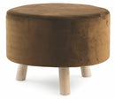 Pouf Poggiapiedi Sgabello Tondo Ø50 cm in Velluto Soriani Marrone