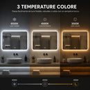 Specchio Rettangolare 70x50 cm con LED 3 Colori Dimmerabile Pulsante Touch      