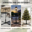 Base per Ombrellone Palo Ø38-48 mm Pieghevole a Croce in Metallo Grigio Scuro      