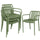 Set 4 Sedie da Esterno Impilabili 55x58,5x81,5 cm Sedie da Pranzo con Schienale Curvo Seduta a Doghe e Braccioli in PP Verde