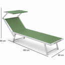Lettino da Spiaggia Prendisole 190x60x40-90 cm Brandina con Parasole in Alluminio Verde     