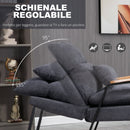 Poltrona Relax Reclinabile con Pouf Poggiapiedi in Velluto a Costine Grigio
