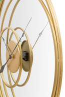 Orologio Specchio 90x5,5x90 cm in Ferro e MDF e Specchio Oro      