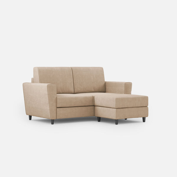 online Divano 2 Posti con Pouf 152x155x85 cm Yasel in Tessuto Beige