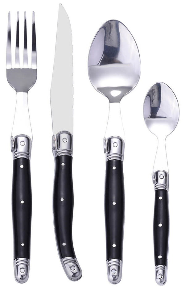 online Set Posate 24 Pezzi in Acciaio Inox Manico in ABS Nero