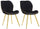 Set 2 Sedie Paris Space Nera e Oro 46x58x77 cm in Legno e Ferro