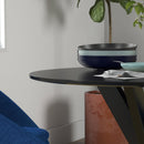Tavolo da Pranzo Moderno Rotondo per 4 Persone Ø100x75 cm in Acciaio e MDF Nero