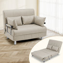 Divano Letto 2 Posti Letto 1 Piazza ½ 102x82x78 cm Reclinabile 5 Posizioni in Tessuto Crema      