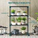 Portapiante a 4 Livelli Aperti 67x49x105 cm in Acciaio e Plastica Verde Scuro      