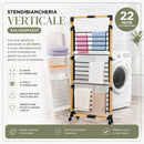 Stendibiancheria a Torre Verticale a 3 Livelli 69x69x136 cm Pieghevole con Ruote Nero e Legno      