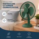 Ventilatore da Tavolo Ø30 cm Potenza 35W 3 Velocità Silenzioso Verde      
