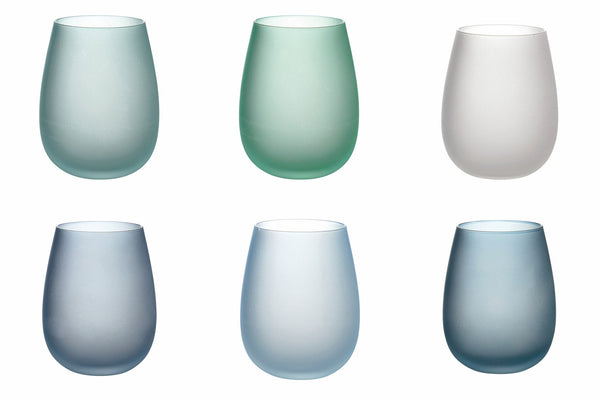 Set 6 Bicchieri Acqua Frosted in Vetro 500 ml Villa d'Este Home Tivoli Happy Hour sconto