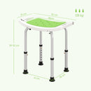 Sgabello da Doccia Altezza Regolabile 6 Livelli 39-52 cm in Lega di Alluminio e Plastica Antiscivolo Verde      