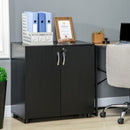 Armadietto da Ufficio Multiuso 2 Ante 80x40x80 cm con Serratura Rivestimento in Melamina Nero  