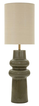 Lampada da Terra Harmony Ø35x112 cm in Ceramica e Ferro e Tessuto Verde      