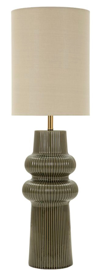 Lampada da Terra Harmony Ø35x112 cm in Ceramica e Ferro e Tessuto Verde acquista