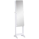 Armadio Portagioie e Trucchi con Specchio e Illuminazione LED Automatica Bianco 30x146x36 cm 