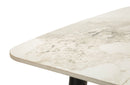 Tavolo da Pranzo Josh 138x78x76 cm in Metallo e Ceramica Nero e Bianco      