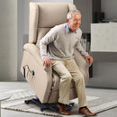 Poltrona Alzapersona Elettrica Reclinazione Motorizzata in Ecopelle Beige      
