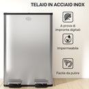Pattumiera Differenziata Cestino Spazzatura 2 Scomparti da 28L in Acciaio Inox Argento      
