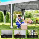 Gazebo da Giardino 6x3 m Pieghevole con Zanzariera e Borsa di Trasporto in Acciaio e Tessuto Oxford Crema      
