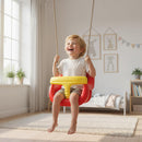 Altalena per Bambini 9-36 Mesi Regolabile 28x36x180 cm con Corde e Moschettoni in PE Rossa e Gialla      