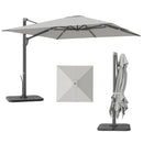 Ombrellone a Sbalzo con Manovella 365x297x256 cm con Base a Croce Grigio Chiaro   