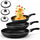 Set 6 Pezzi Padelle con Coperchio 20-24-28 cm in Alluminio Antiaderente Nero