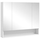 Armadietto da Bagno 90x15x75 cm con Specchio 3 Ante Soft Close e Ripiani Regolabili in MDF Bianco      