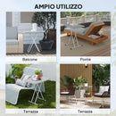 Tavolino da Giardino Pieghevole 76x50x74 cm ad Altezza Regolabile in Metallo e HDPE Grigio Scuro      