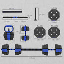 Set Pesi da Palestra 6 in 1 Utilizzabile come Kettlebell Manubri Bilanciere Supporto in Plastica e Sabbia Blu      