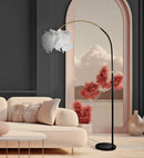 Lampada da Terra Arc Plur 100x100x150 cm in Ferro e Marmo e Plastica Bianco e Nero      