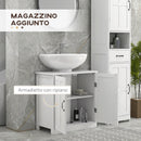 Mobile per Lavabo 60x30x60 cm Sotto Lavabo con 2 Ante e Ritaglio a Forma di U in MDF Bianco      