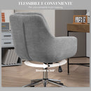 Sedia da Ufficio Girevole ad Altezza Regolabile 55x66x86-96 cm in Tessuto Effetto Lino e Acciaio Grigio Chiaro