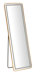 Specchio da Terra LED Simple Rett, 50x3x160 cm in Alluminio e Specchio Oro      