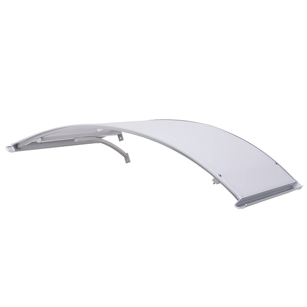 Pensilina Tettoia ad Arco 160x120 cm in Alluminio e Policarbonato Compatto Satinato Opalino Seconda Scelta sconto
