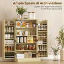 Dispensa Mobile da Cucina 60x30x104 cm 12 Rastrelliere per Spezie Ripiani Regolabili in MDF Legno Naturale      