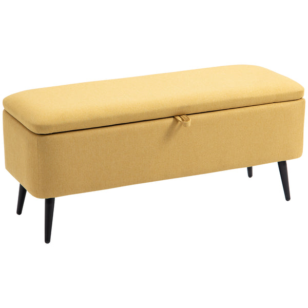 Panca Fondo Letto Contenitore 101x38,5x44,5 cm Rivestimento in Poliestere Giallo acquista