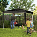 Gazebo da Giardino 300x300x273 cm per 6-9 Persone ad Altezza Regolabile in Metallo e Tessuto Oxford Nero   