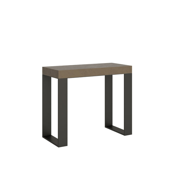 Consolle Allungabile 90-196x40x77 cm Tecno Small Premium Tortora Telaio Antracite sconto